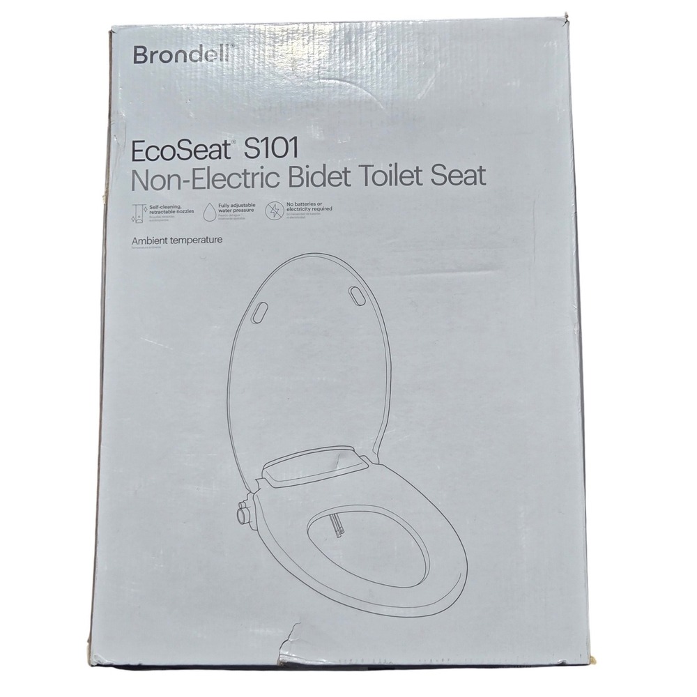 Brondell EcoSeat S101 Elongated Non Electric Bidet Toilet Seat White S101-EW